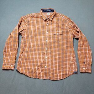 Lucky Brand Orange Plaid Slim Fit Long Sleeve Shirt Size Xxl